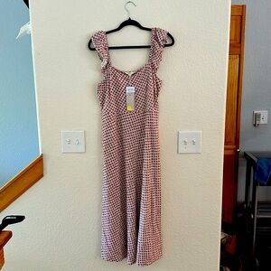 Boden floral print midi dress with cute flounce sleeves - size 10
